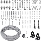 Unicaravan Shade Sail Hardware Kit 6 inch with131FT1/8 Wire Rope Kit 243PCS | For Triangle Rectangle Sun Shade Sail Outdoor Installation turnbuckles for cables wire for Outdoor,Garden,Kitchen,Craft
