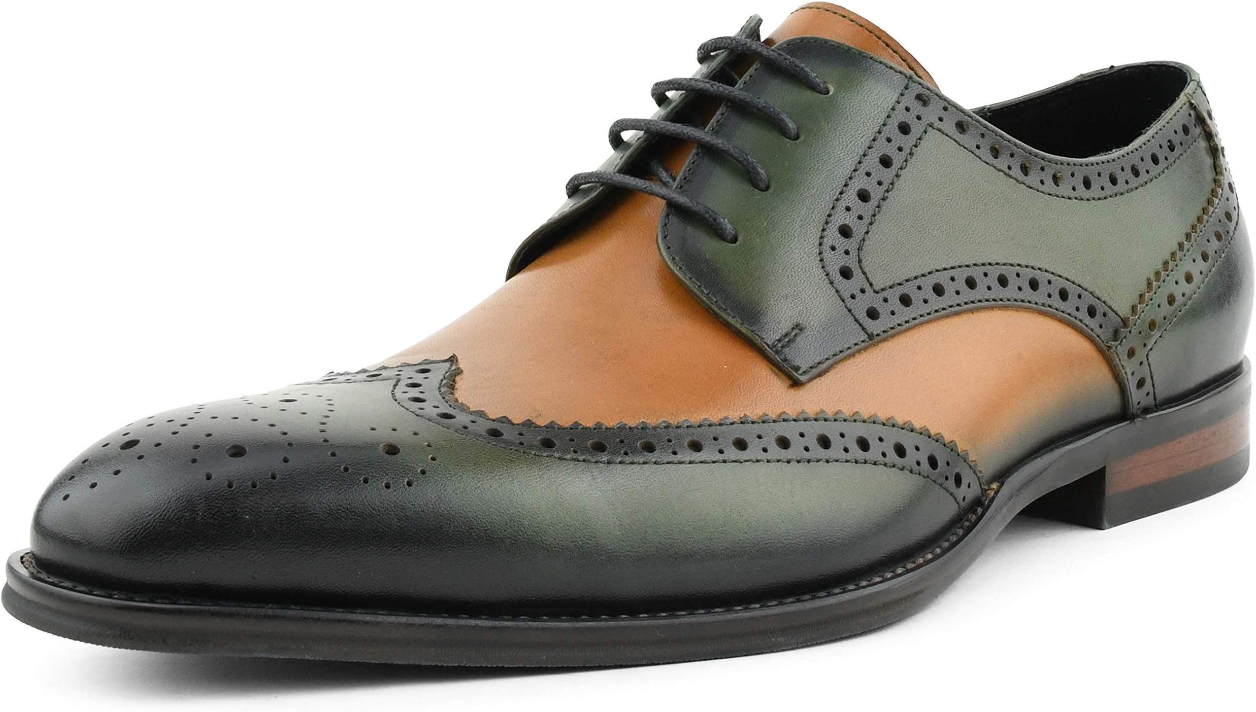 Asher Green AG3503 - Men's Dress Shoes, Genuine Leather Shoes for Men, Formal Designer Shoes - Multi Tone Dress Shoes for Men - Wing Tip Oxford Shoes