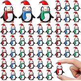 Halloscume 50pcs Miniature Penguin Christmas Mini Figurines Decoration Rubber Christmas Figurines Mini Collectible Ornaments Gifts for Home Table Decor Xmas Holiday Party Supplies