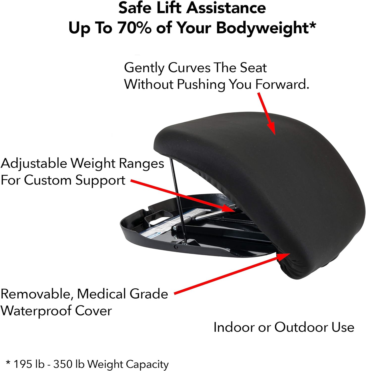 Carex Uplift Premium Seat Assist Plus With Memory Foam - Chair Lift And Sofa Stand Assist - 70% Seat Lift Assistance Up To 350lbs: Health & Personal Care