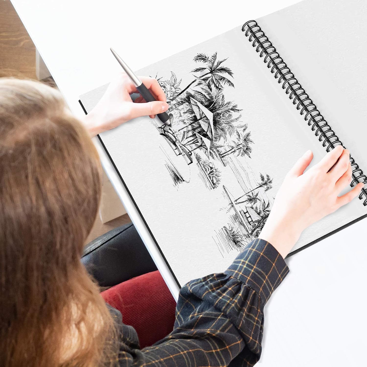 A3 Sketch Book for Artists Hardcover, 200GSM Very Thick Paper, Large Sketchbook Pad Art Book - Image 5
