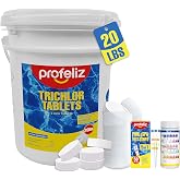 PROFELIZ Chlorine Tablets 3 Inch for Swimming Pools, Removes Bacteria and Stops Algae, Slow Dissolving,Exclusive Protective Packaging,Pool Chlorine Tablets,20lbs