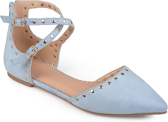 blue ankle strap flats