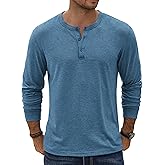 COOFANDY Men's Henley T-Shirt Long Sleeve Casual Lightweight Pullover Shirts Soft Stretch Basic Tees Fall Tops