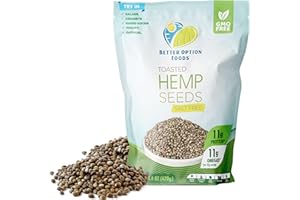 Toasted Hemp Seeds - Non GMO, Soy, Salt & Gluten Free Plant Based Protein Snacks - Paleo & Vegan Keto Diet Friendly - For Cereal, Yogurt, Ice Cream, Oatmeal, & Salads - Better Option Foods, 420g