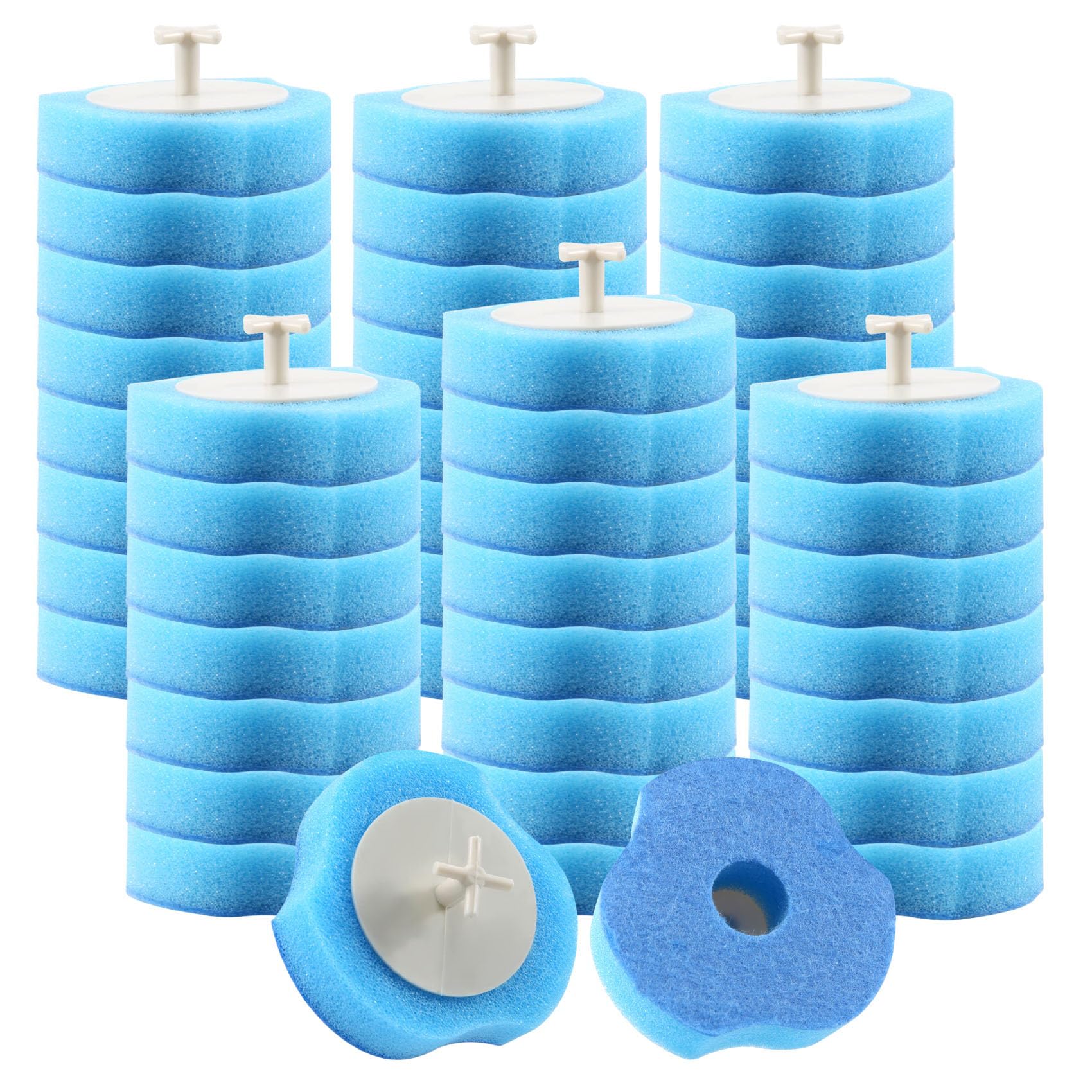 Toilet Wand Kit, Disposable Toilet Brush With Holder, Disposable Toilet Cleaning System for Sink Bathtub Wash Basin Mop Pool (48 Pcs Replacement Head)