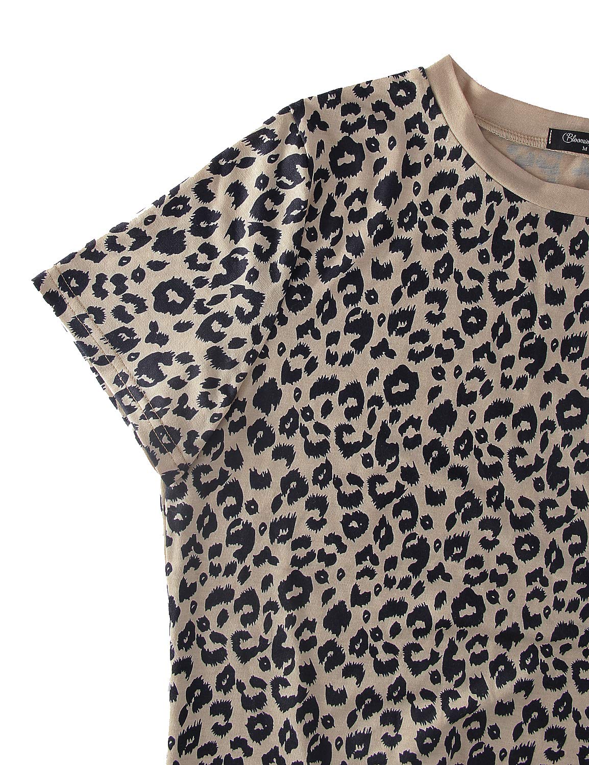 Blooming Jelly Women\'s Leopard Print Tops Short Sleeve Crew Neck T Shirt Basic Casual Shirt Leopard L=UK 14