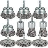 WENORA 10 Pcs Wire Brush for Drill, Coarse Carbon Steel Crimping Wire Wheel | 1/4 Inch Hex Shank, Cup Brush Drill Bit for Cleaning Rust, Stripping and Abrasive
