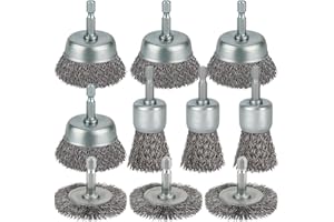 WENORA 10 Pcs Wire Brush for Drill, Coarse Carbon Steel Crimping Wire Wheel Brush, 1/4 Inch Hex Shank, Wire Cup Brush Drill Bit for Cleaning Rust, Stripping and Abrasive