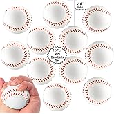 Mini Sports Balls for Kids Party Favor Toy, Soccer Ball, Basketball, Football, Baseball (12 Pack) Squeeze Foam for Stress, Anxiety Relief, Relaxation. (12 Pack (Baseballs))