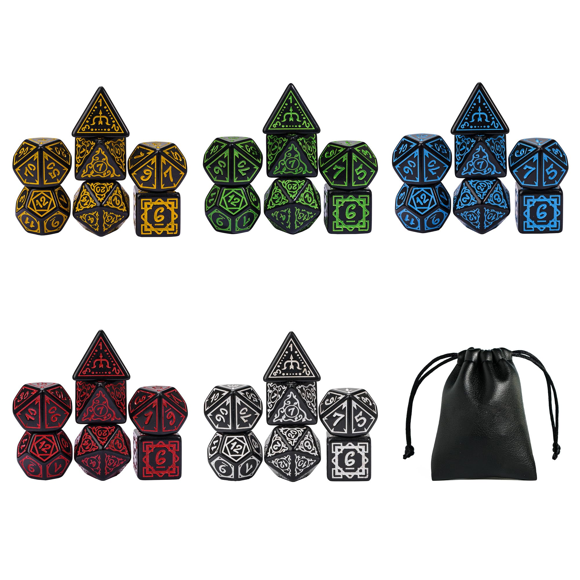 cusdie 5 Sets/35 Pcs DND Dice Polyhedral Dice Set, Druid D&D Dice Set for Dungeons and Dragons, RPG, Table Games — image 1