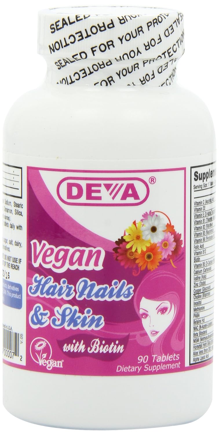 Amazoncom Deva Vegan Vitamins Hair Nails Skin 90 Count Pack