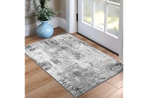 OMPAA Entrance Rugs Indoor 2x3 Grey Entry Rug Washable Abstract Small Area Rug Non-Slip Low Pile Throw Rugs for Entryway, Kitchen Floor, Front Door Indoor Door Mat, Bathroom, Bedroom Bedside