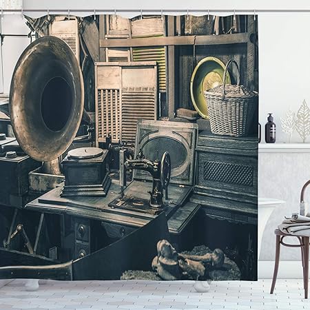 Abakuhaus Antique Rideau De Douche Vieux Magasin Gramophone