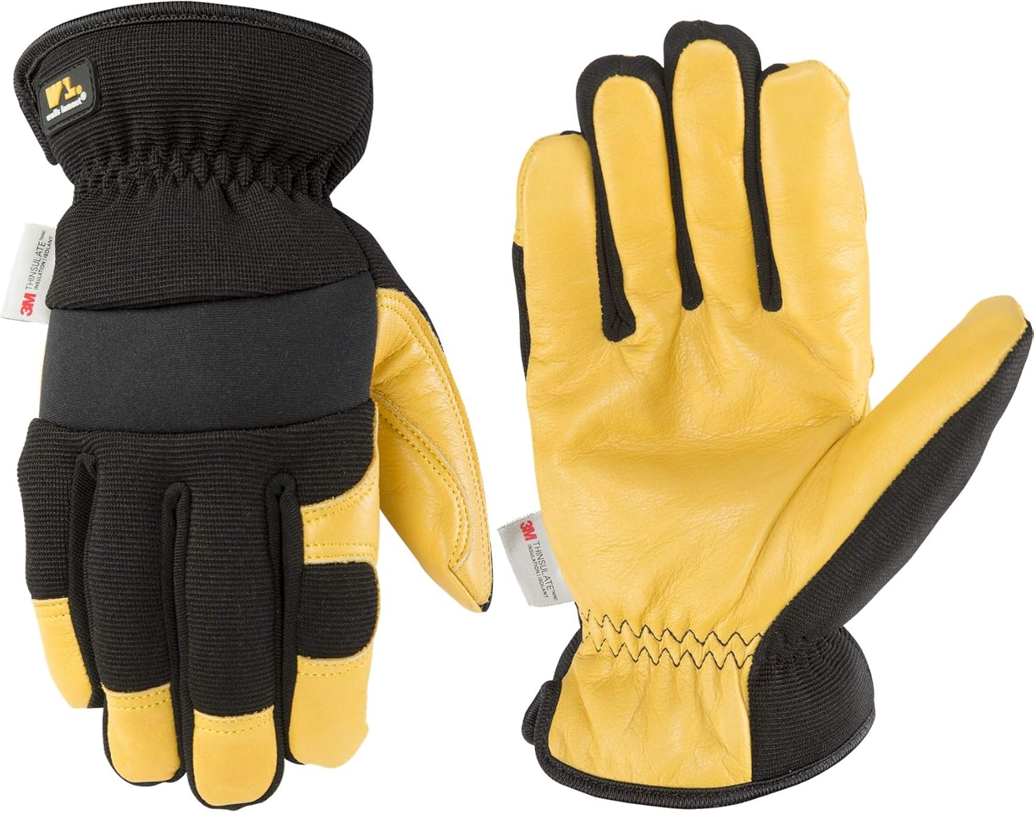 Men's Hybrid Leather Palm Winter Work Gloves, Extra Large (Wells Lamont