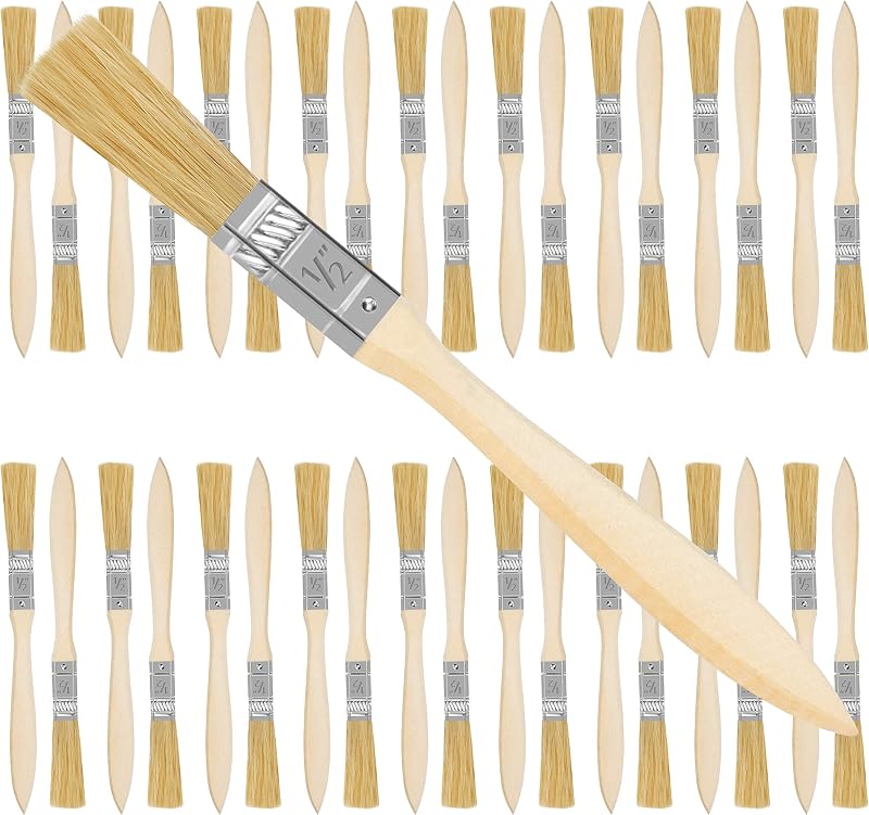 Kurtzy 36pk Chip Paint Brushes 0.5 Inch Wooden Handle for Paint Stains Varnish