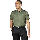 Lacoste Men's Anti-UV Printed Golf Polo Shirt, Khaki/Navy Blue, Large