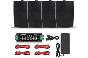 STUDIOFINIX 6.5 Inch 800W Outdoor Bluetooth Speakers Wired Waterproof with Multifunctional Amplifier, Wall Mount Speakers for Patio Garage Covered Deck(2 Pair,Black)