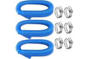 LINSTAINE Pool Pump Hose for Intexx Pools, Above Ground Pool 1.25x57 Inch Replacement Tubes Fits All Filter Pumps 330 GPH 530 GPH 1000GPH, 3 Pack Swimming Pool Pump Pipes with Hose Clamps Holders