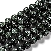 Spritewelry 38pcs 10mm Natural Seraphinite Beads Round Quartz Energy Stone Healing Crystal Rocks for DIY Crafts Bracelets Necklaces Earrings Hole: 1mm