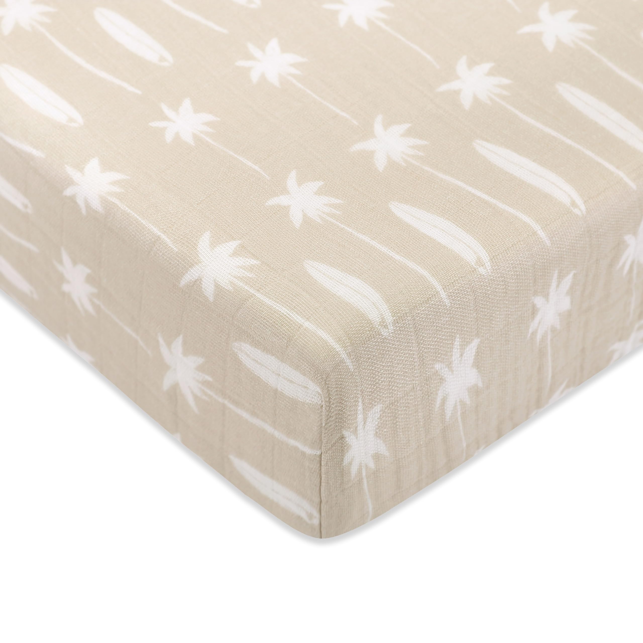 Babyletto 100% Organic Cotton Crib Sheet, GOTS-Certified, Fitted 360°, Ultra-Soft and Breathable Muslin – Beach Bum