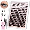 Lash Extensions Kit 6-18mm Wispy Volume Lash Clusters Kit Cluster Eyelash Extension Kit 160pcs CD-Curly Individual Lashes Kit with Bottom Lashes Lash Glue Self Application at Home by ALICE