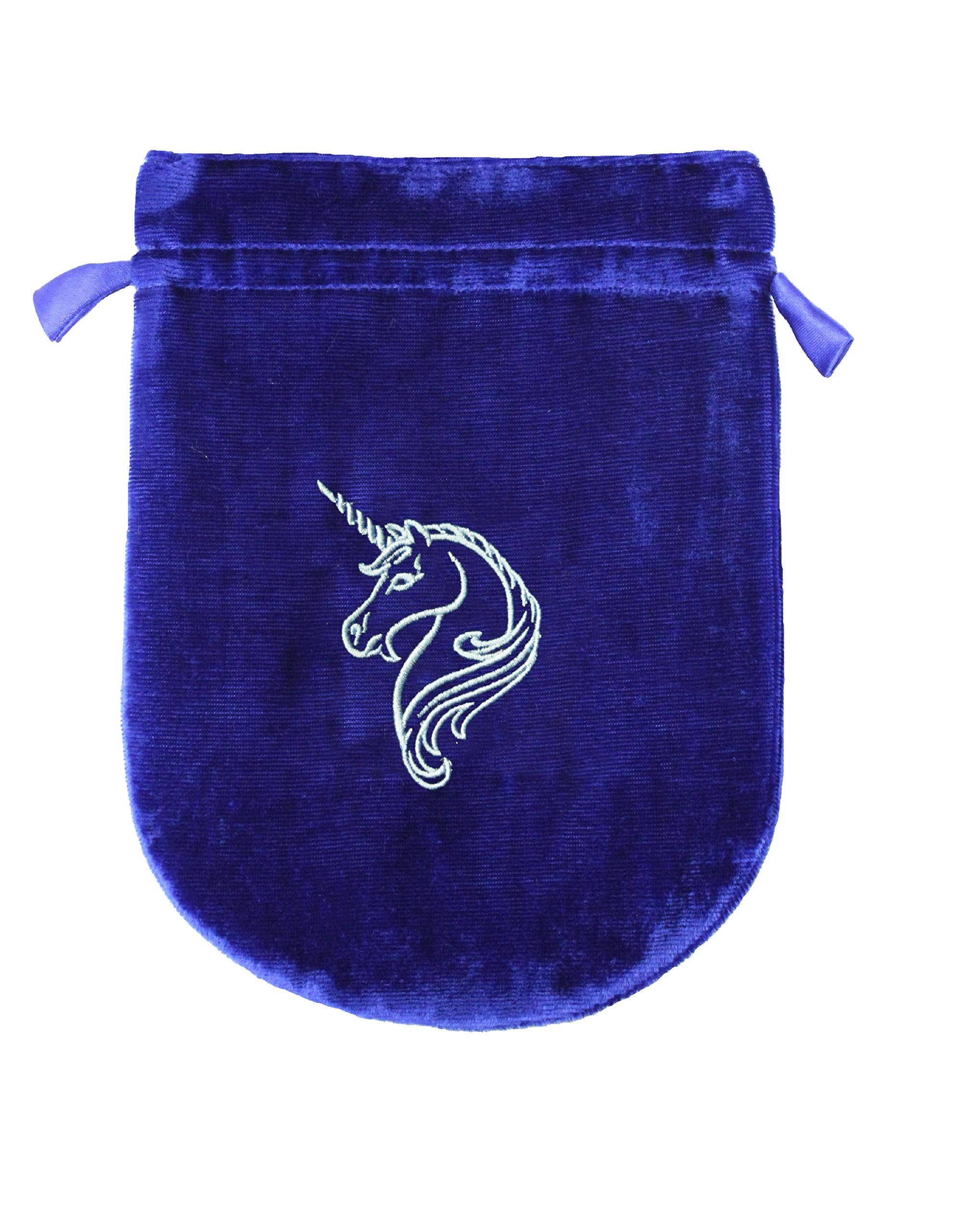 Unicorn - Dark Blue Velvet Drawstring Tarot / Rune Stone Bag