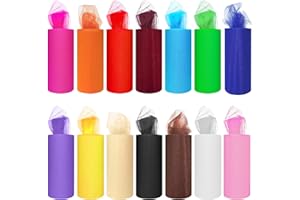 ICOSHOW 14 Colors Tulle Rolls 6” by 25 Yards (75 Feet) Rainbow Tulle Netting Fabric Spool for DIY Tutu Skirt Gift Bow Craft Wedding Party Decorations