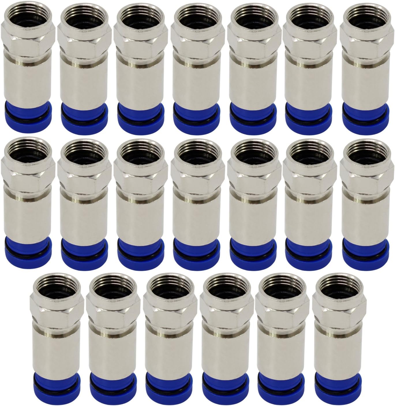 ESUMIC® RG6 F Type Connector Coax Coaxial Compression Fitting 20Pack (Dblue-BW)