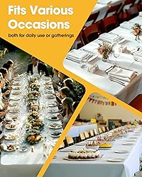Niuara White Fabric Rectangle Table Cloth - 6
