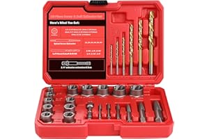 UYECOVE 30 Pcs Spiral Screw Extractor Bolt Extractor Set, 6542/4341 HSS Left Hand Drill Bit Set, Stripped Bolt Remover Borken Bolt Extractor Kit for Removing Nuts Bolts with Solid Storage Case