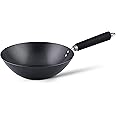 Ken Hom Carbon Steel Wok, 27cm, Excellence, Induction Hobs Suitable/Metal Tool Safe/Phenolic Handle, Includes 1 x Chinese Wok Pan, KH427001