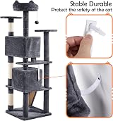 Yaheetech Cat Tree 158cm Tower with Scratching Posts 2 Houses Dark Grey view 7