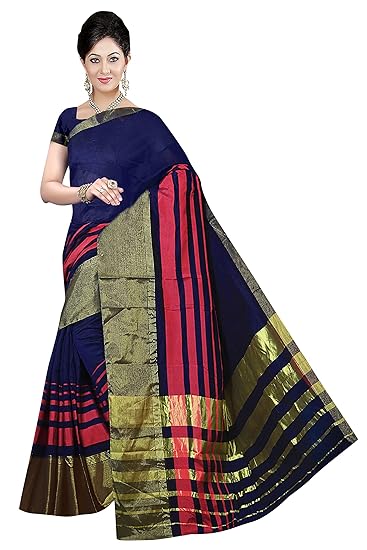 Winza Designer Womens Poly Cotton Silk Saree with Blouse (TD-5003)