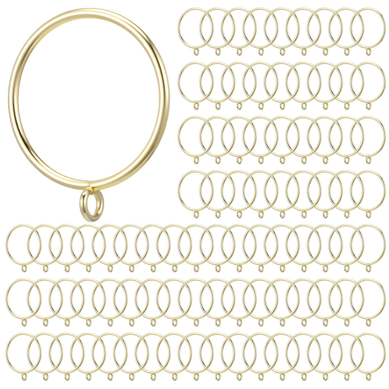 Photo 1 of 100 Pack Gold Metal Curtain Rings with Eyelets, 1.5 inch Inner Diameter Drapery Rings Apply for Curtain Rods Bathroom Door Shower Rod (Fits Up to 1 1/4-Inch Rod)