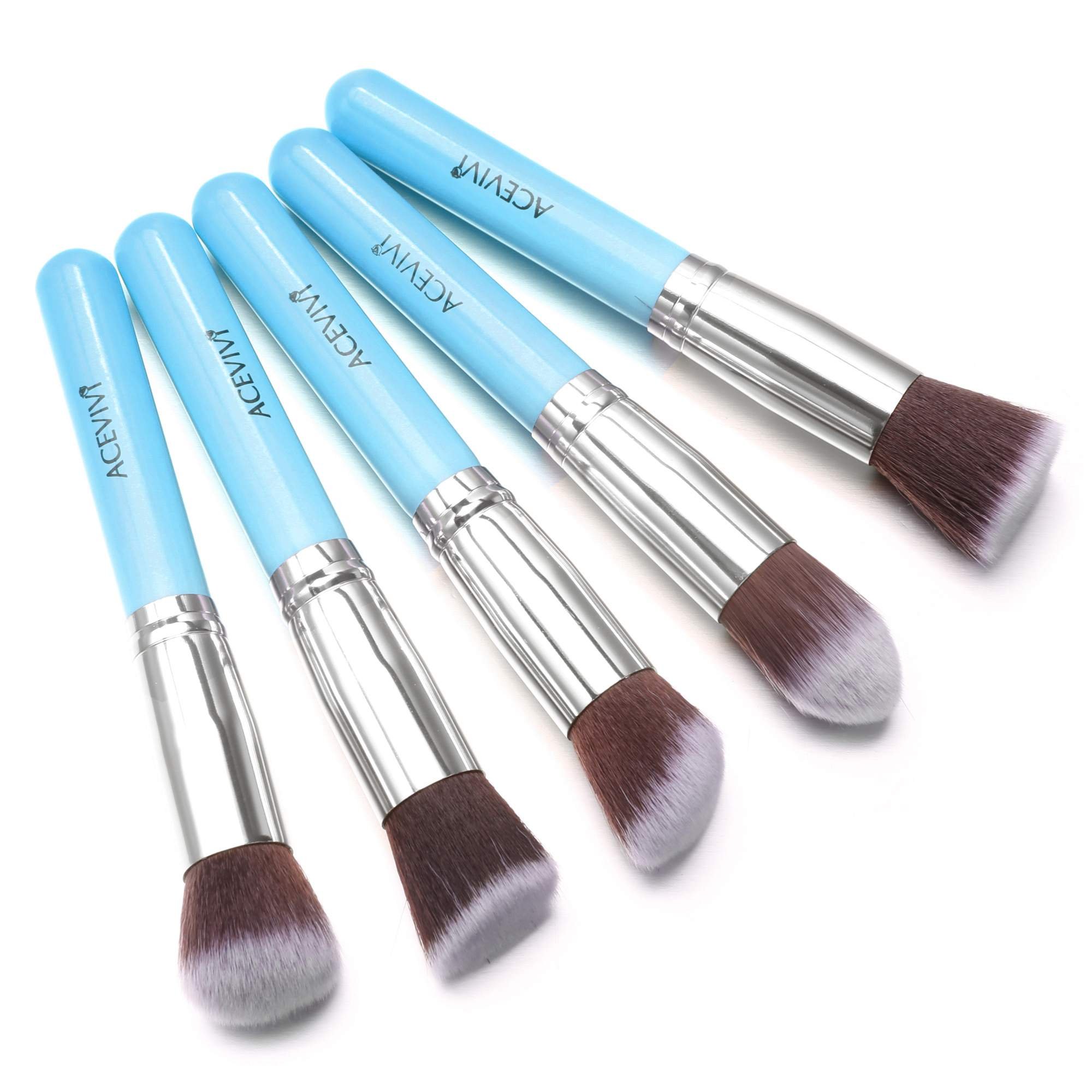 ACEVIVI Makeup Brushes - 10 PIECE Premium Makeup Brush Kit Bamboo Handle Synthetic Kabuki Foundation Cosmetic Brushes for Powder Liquid Cream