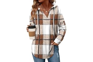 CHICZONE Women Long Sleeve Hoodies V Neck Drawstring Hooded Sweatshirts Casual Loose Pullover Tops
