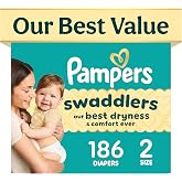 Swaddlers Diapers, Size 2 (10-22 lbs), 186 Count, Fragrance Free, Hypoallergenic, Absorbent, Pediatrician Recommended, Skin Safe