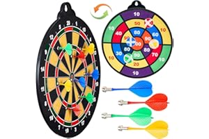 HELLO PAPAYA 16in Large Size 2in1 Double-Sided Magnetic Dart Board,with 12 Magnetic Darts+12Sticky Balls,Safe Dart Game Set for 3-12 Year Old Kids and Adults,Fun Family Game Friends Gifts
