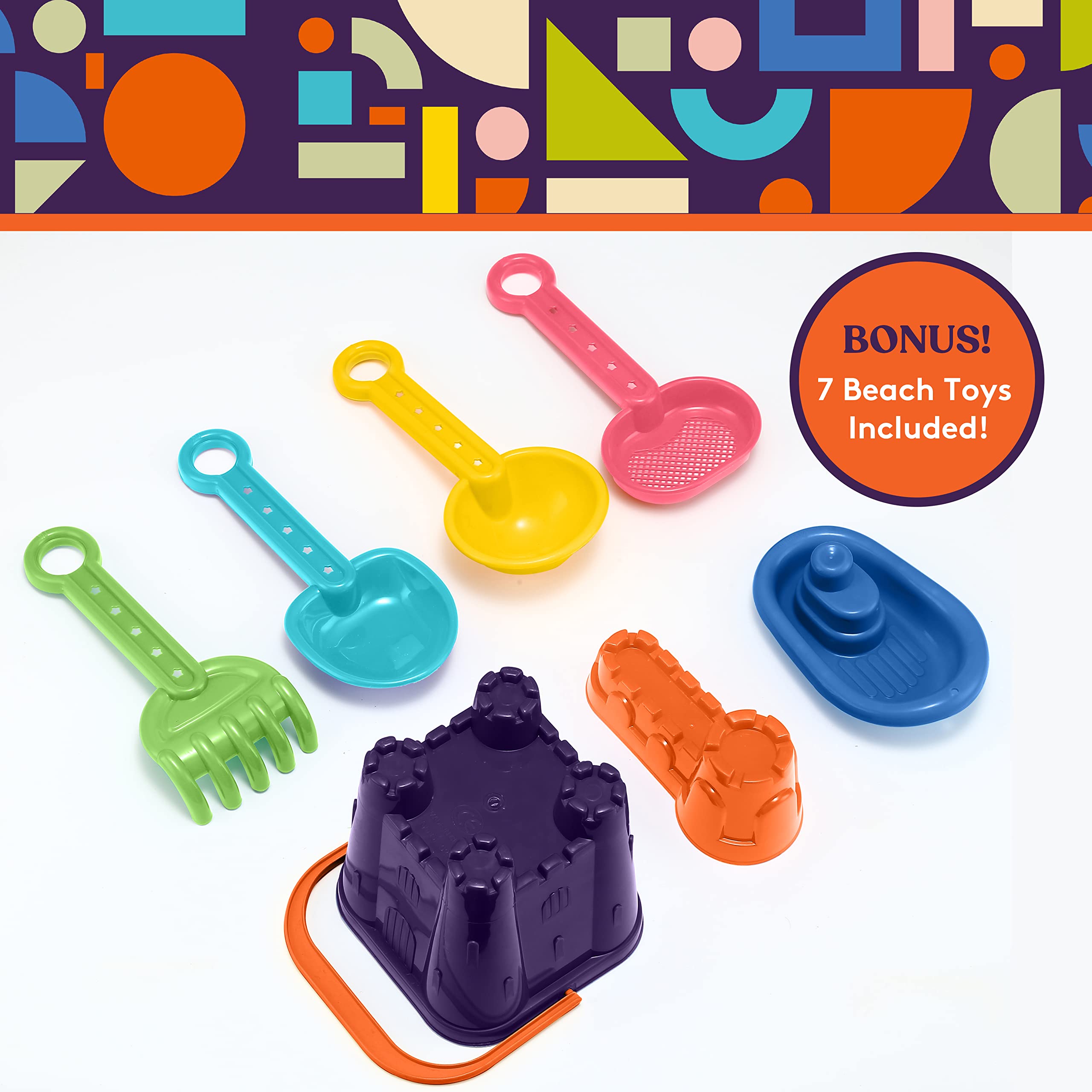 Special Supplies Sensory Activity Table for Kids and Toddlers -with Plastic Buckets and Beach Toys for Interactive Learning - Water, Sand, and STEM Play (Two Buckets - Orange + Blue)