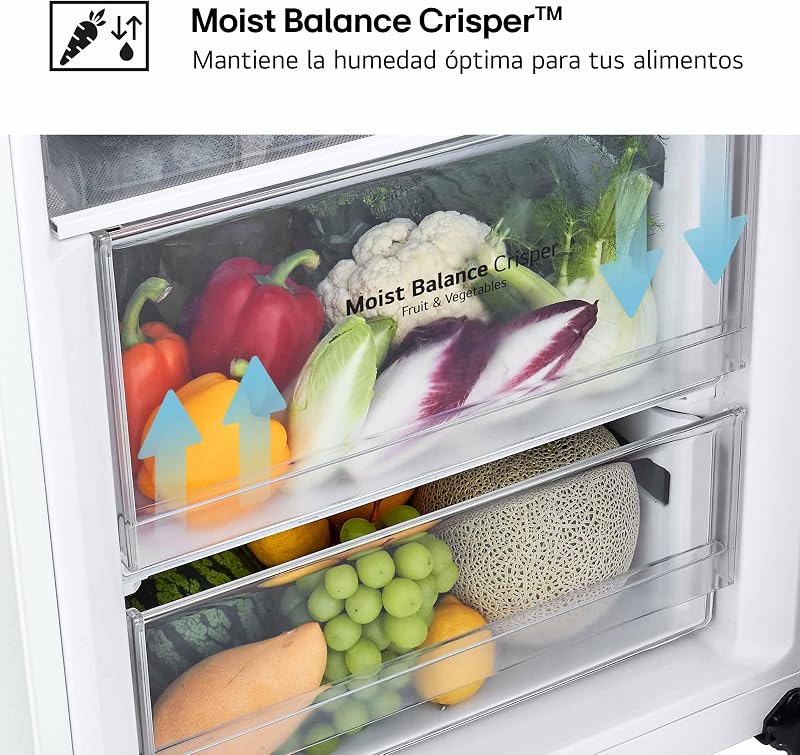 GLT51SWGSZ - Frigorífico de 1 Puerta, Linear Cooling, Sistema No Frost, Tecnología Magic Crisper, Multi Air Flow, Smart Diagnosis, Antihuellas, Clasificación E, Color Blanco