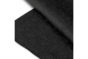 SARANDAVE Tooled Faux Leather Western Cowboy, Floral Embossed Vinyl, Craft DIY and Upholstery Textured PU Pleather Fabric - Individual 1 Yard Cut 36"x54" (Black)