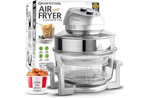 Big Boss 16Qt Extra Large Glass Air Fryer Non Toxic – Family Sized 4 in 1 Cooker with 3 Cooking Sections, Stainless Steel Rac