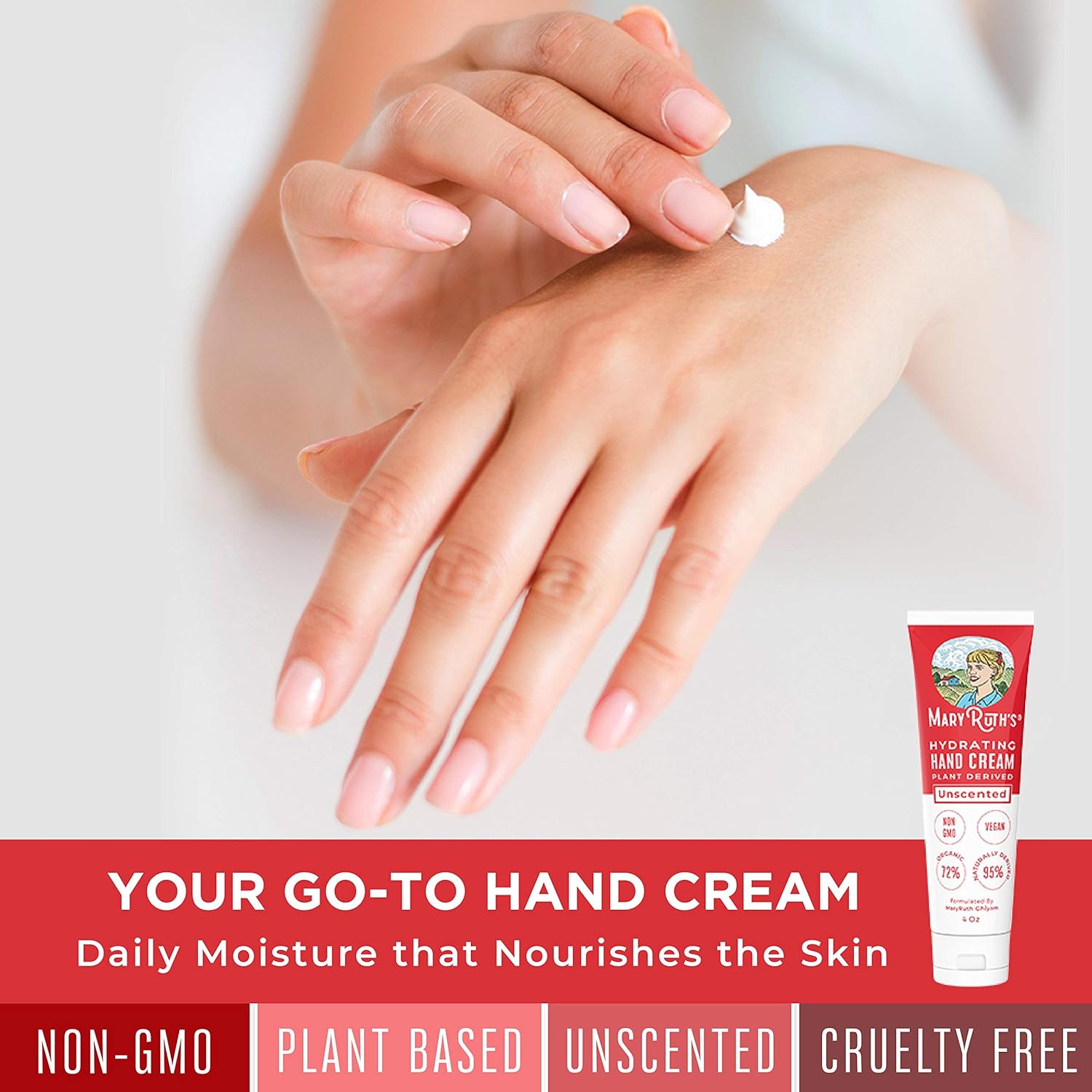 ORGANIC HAND & BODY CREAM/CREME BY MARYRUTH 4oz - Unscented & Completely Non-Toxic! - Ultra Hydrating w/ a Soft Feel and Texture - Rare Blend of 72% Organic & Plant Based Ingredients for either Damaged - Dry - Chapped - Sensitive - or Normal Hands, Skin & Body. Highest Content Purity Organic- Kosher Ingredients, Cruelty Free. For Men &am