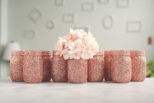 Amazon Com 12 Rose Gold Wedding Centerpieces Vases Bulk Glitter