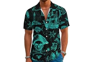 DFZ Funny Hawaiian Shirts for Men Summer Beach Short Sleeve Button Down Shirt Theme Party Shirt