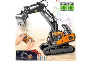 FUUY RC Excavator Toy for Boys Toys Age 4-6, Remote Control Excavator Toy for Kids 3 4 5 6 yr RC Construction Vehicles Toys for Boys Metal Outdoor Building RC Digger Excavator Birthday
