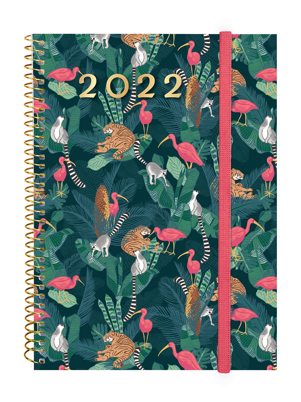 finocam - Horizontal Week 2022 Diary from January 2022 to December 2022 (12 months) E10-155x212mm Spiral Design Collection Selva Italiano, Jungle