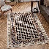 Wonnitar Washable 3x5 Checkered Kitchen Rug, Black and Brown Trellis Rugs for Bedroom, Stain Resistant Non Slip Funky Carpet Throw Rugs for Bathroom Entryway Laundry Living Room Home Decor(Black,3x5)