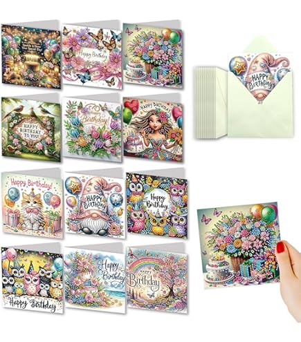 6pcs Diamond Painting Greeting Cards DIY Diamond Art Cards Art Crafts - View #7